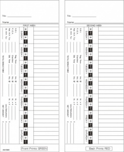 Time Card Acroprint 150 Bi-Weekly Double Sided Timecard AMA5400 Box of 1000