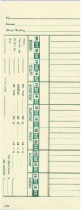 Time Card Lathem 1500E Weekly Single Sided Timecard J7R Box of 1000